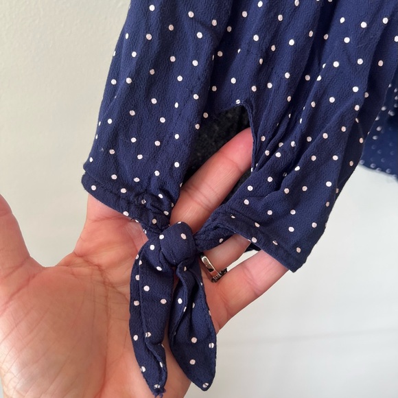 Maeve by Anthropologie long sleeve top women S blue business casual‎ polka dot - Picture 5 of 7